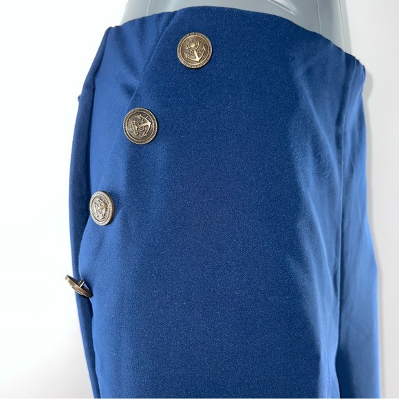 Torrid Studio Dark Blue Wide-Leg Sailor Pants w/Metallic Anchor Theme Buttons - Picture 3 of 13